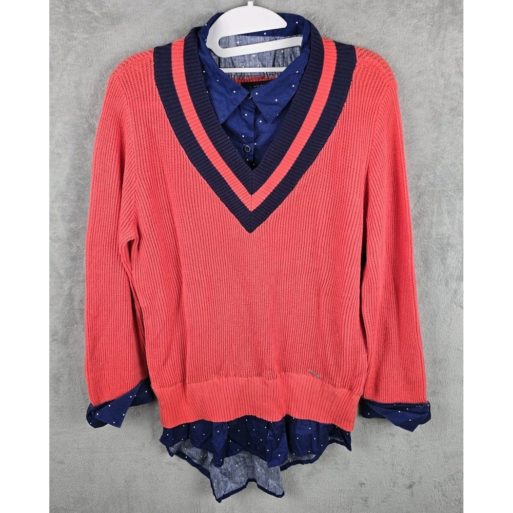 Us Polo Assn Superior‎ Quality Woven Polka Dot Shirt Combination Red Sweater XL